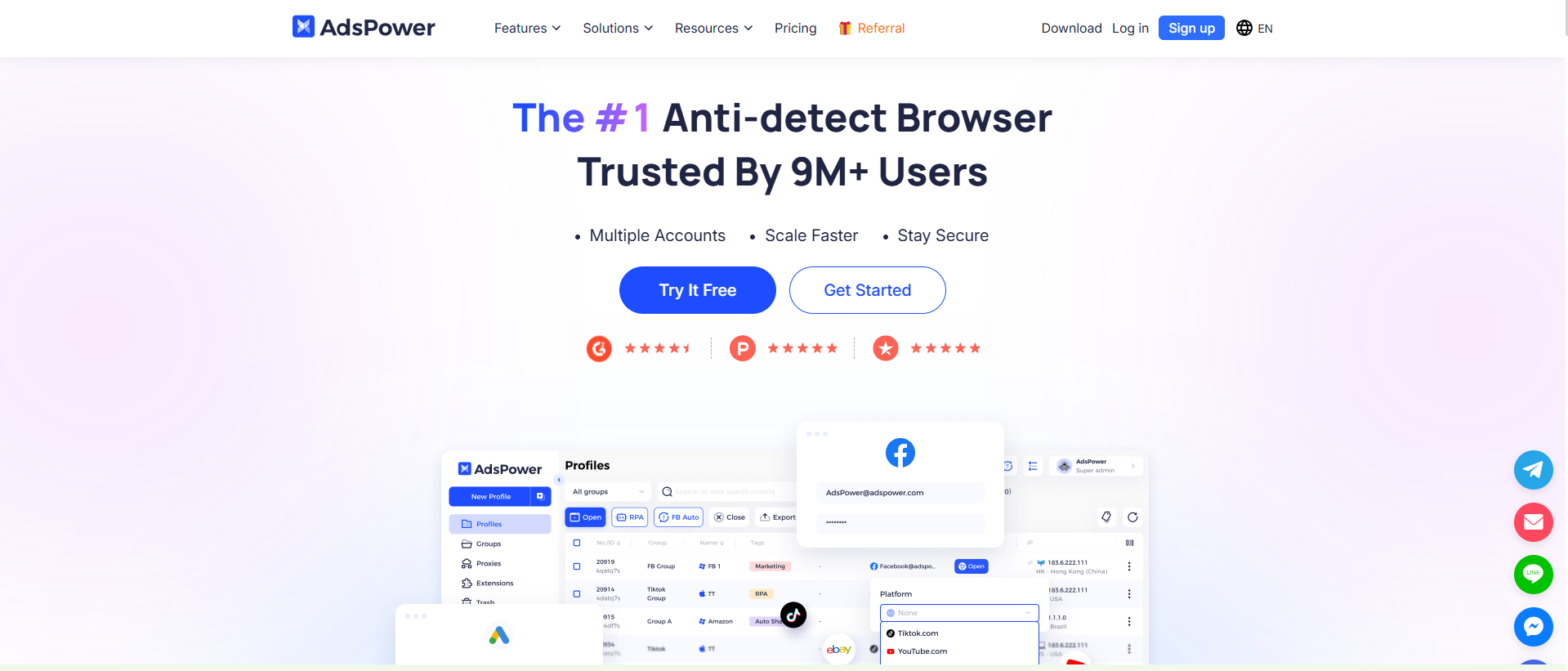 AdsPower - a tool for managing browser profiles and proxies for multiple accounts.
